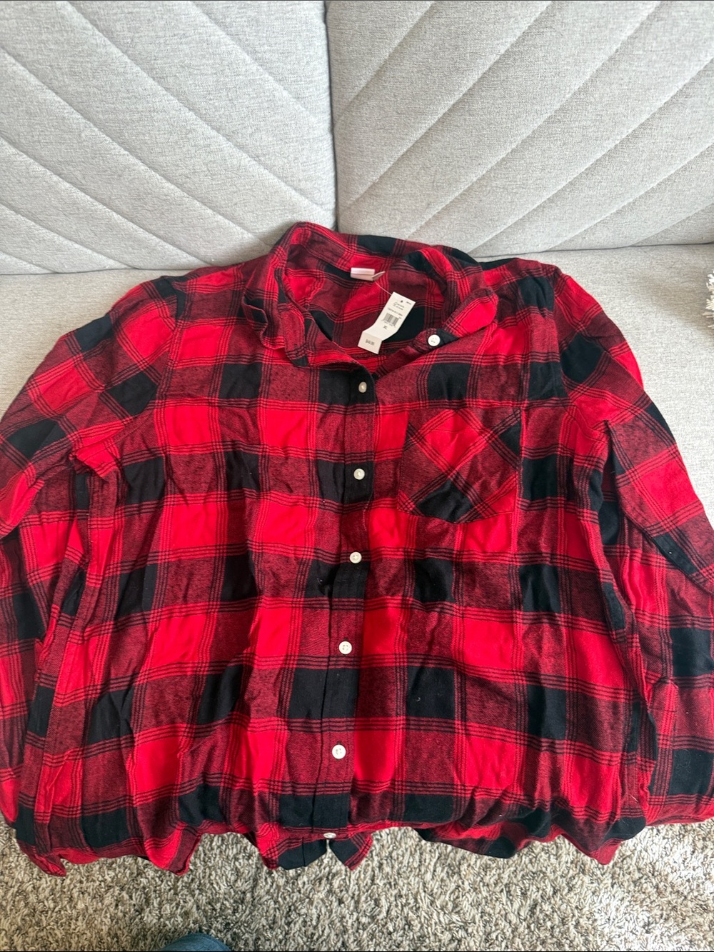 GAP Red and Black Plaid Button-Down Shirt